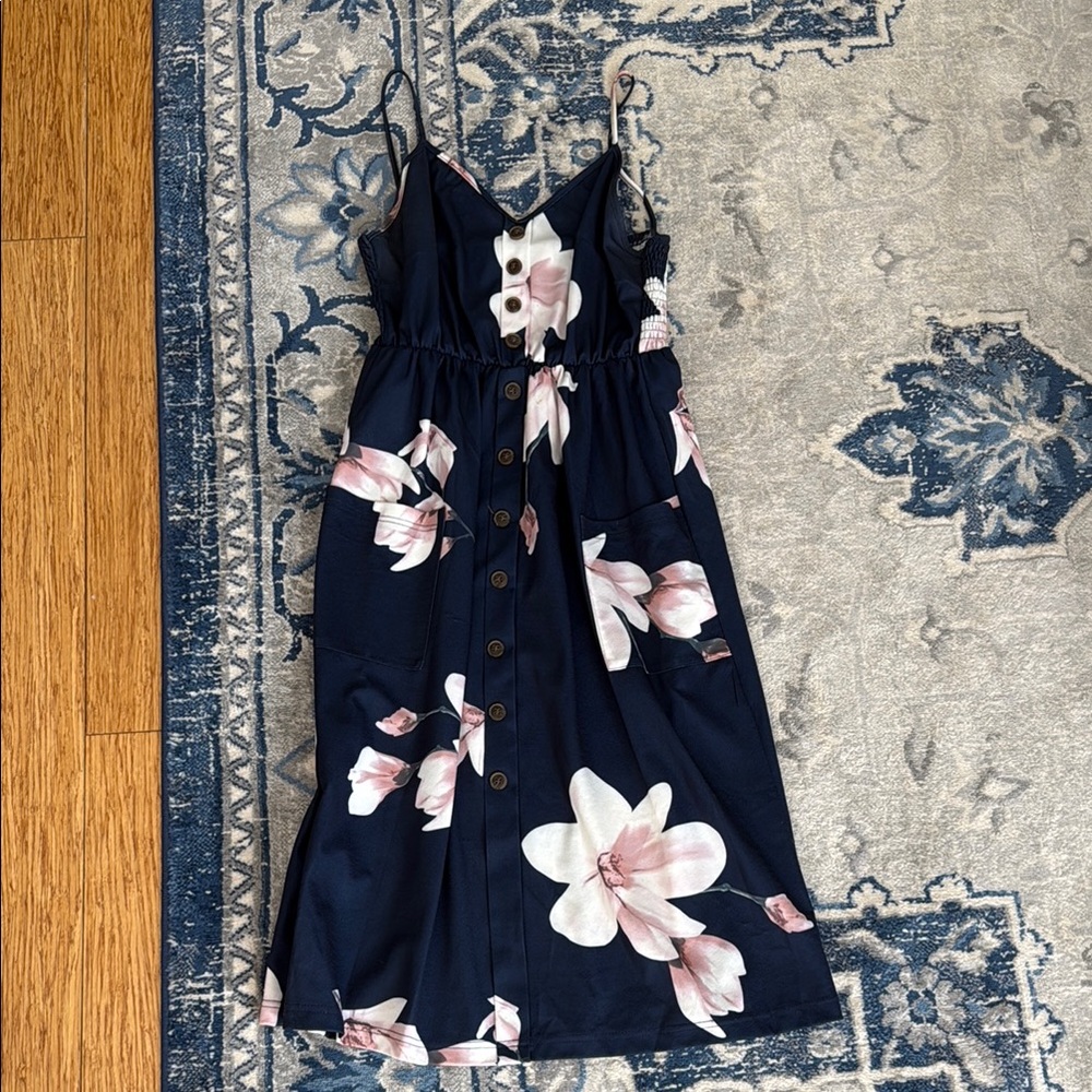 Floral Navy Midi Dress